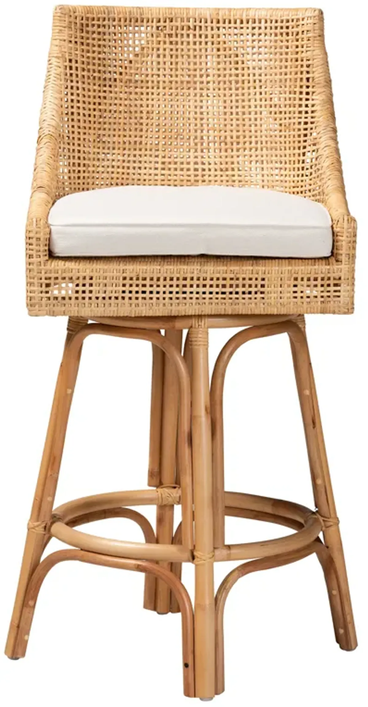 Baxton Studio Bella Modern Bohemian Natural Rattan Bar Stool