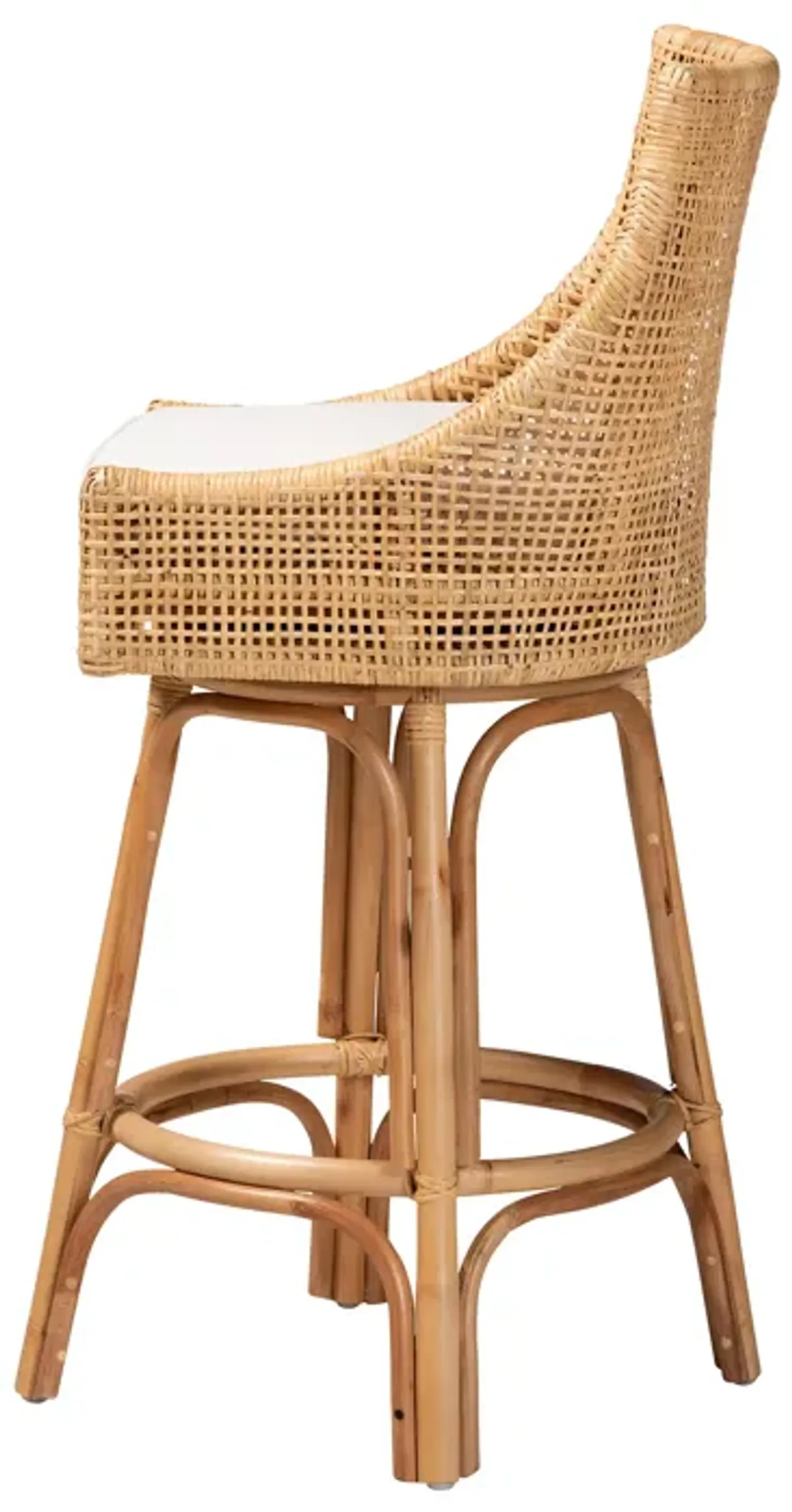 Baxton Studio Bella Modern Bohemian Natural Rattan Bar Stool