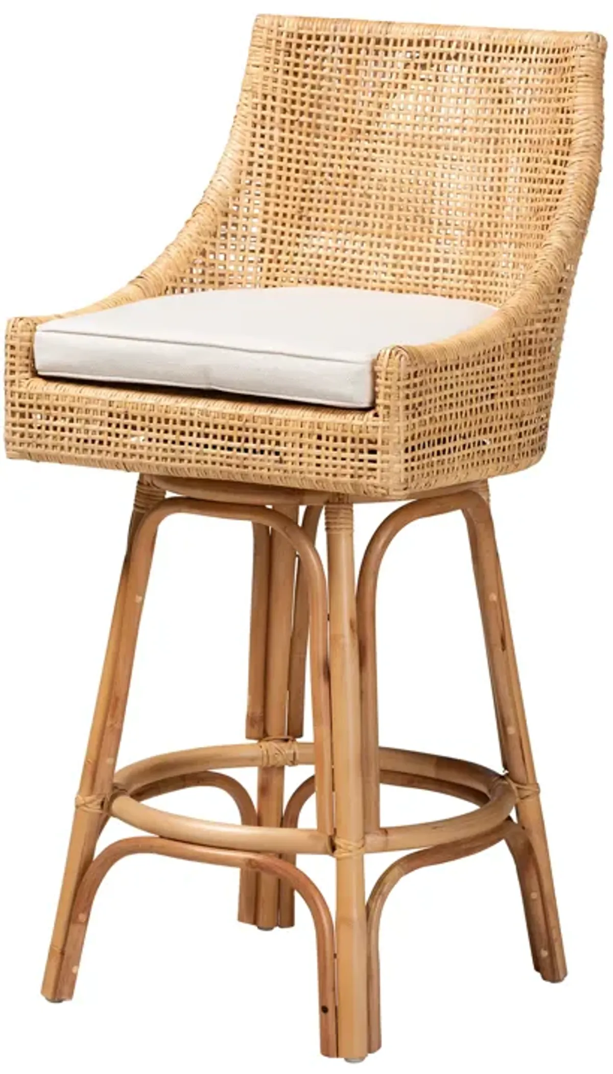 Baxton Studio Bella Modern Bohemian Natural Rattan Bar Stool