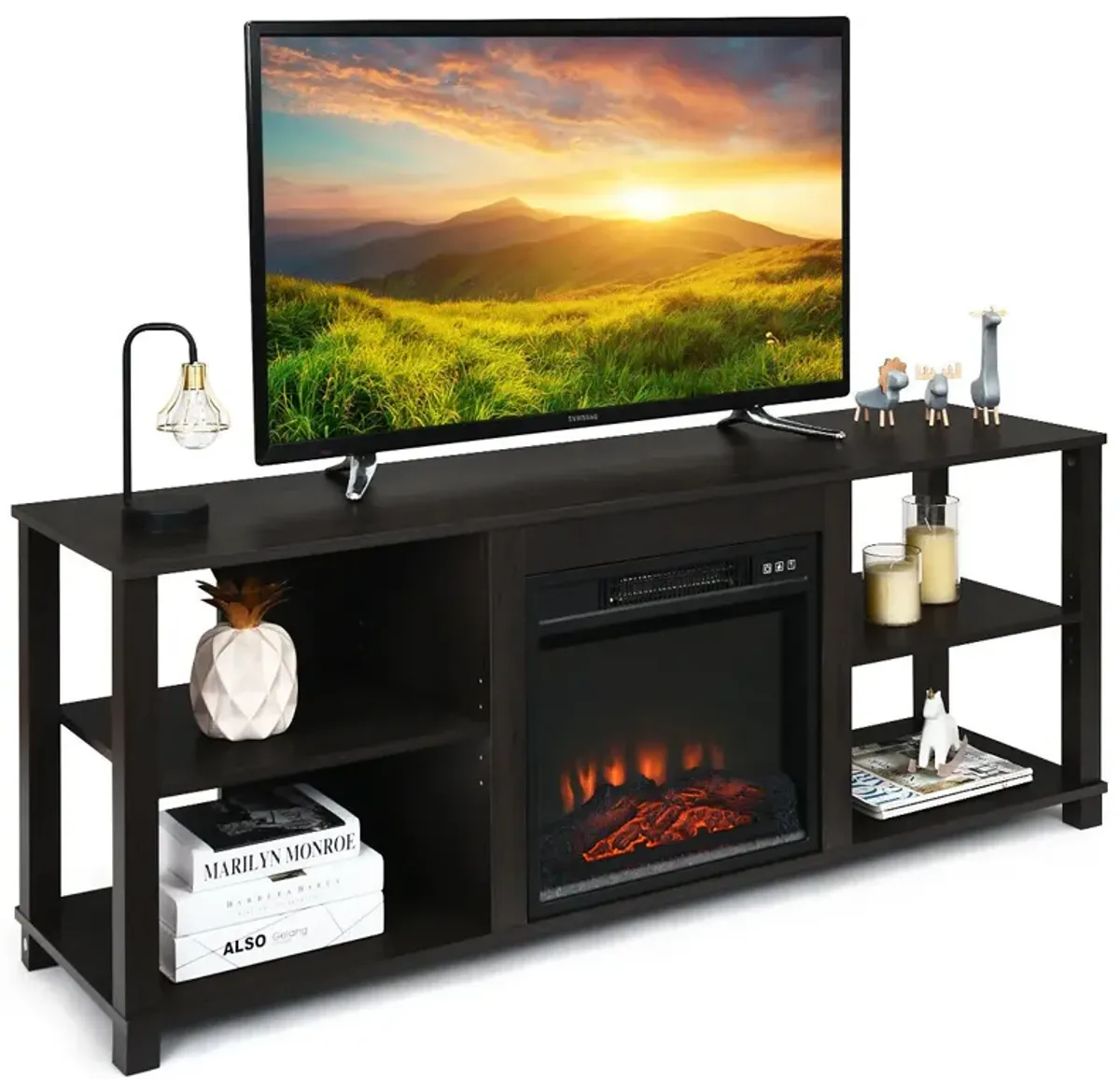 2-Tier TV Storage Cabinet Console with Adjustable Shelves