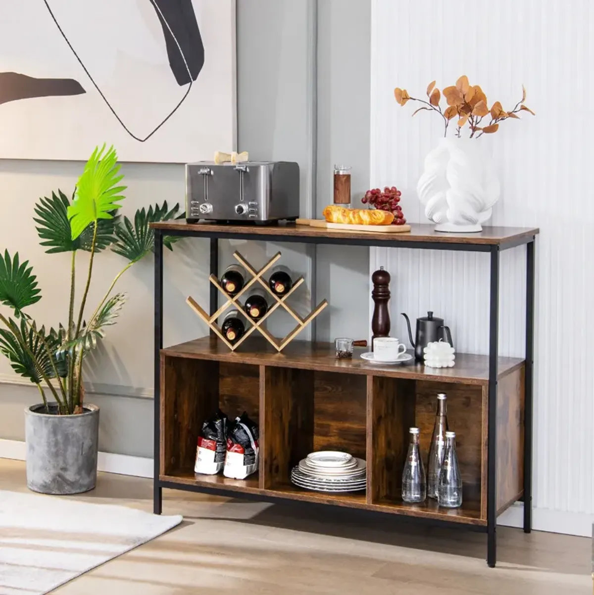 Modern Kitchen Buffet Sideboard with 3 Compartments