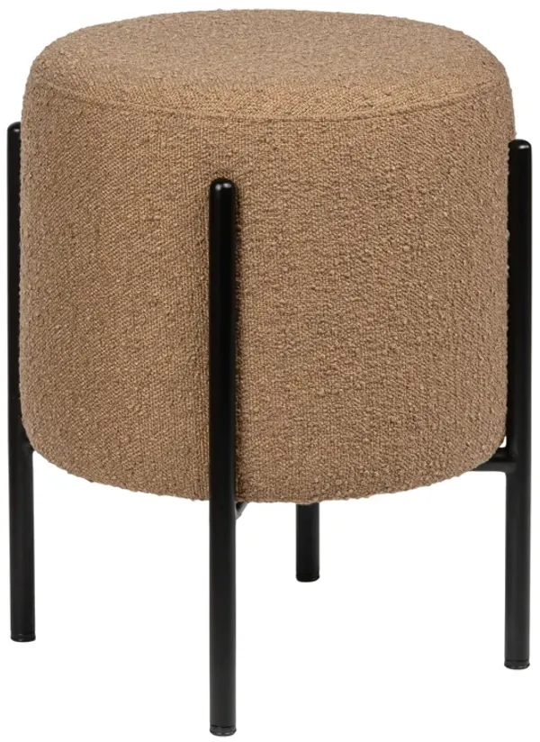 Silvia Modern Minimalist Round Backless Metal/Bouclé Cushioned Vanity Stool