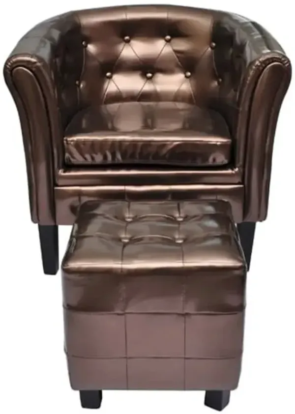 Chesterfield Set of 2 Brown Faux Leather Standard Durable