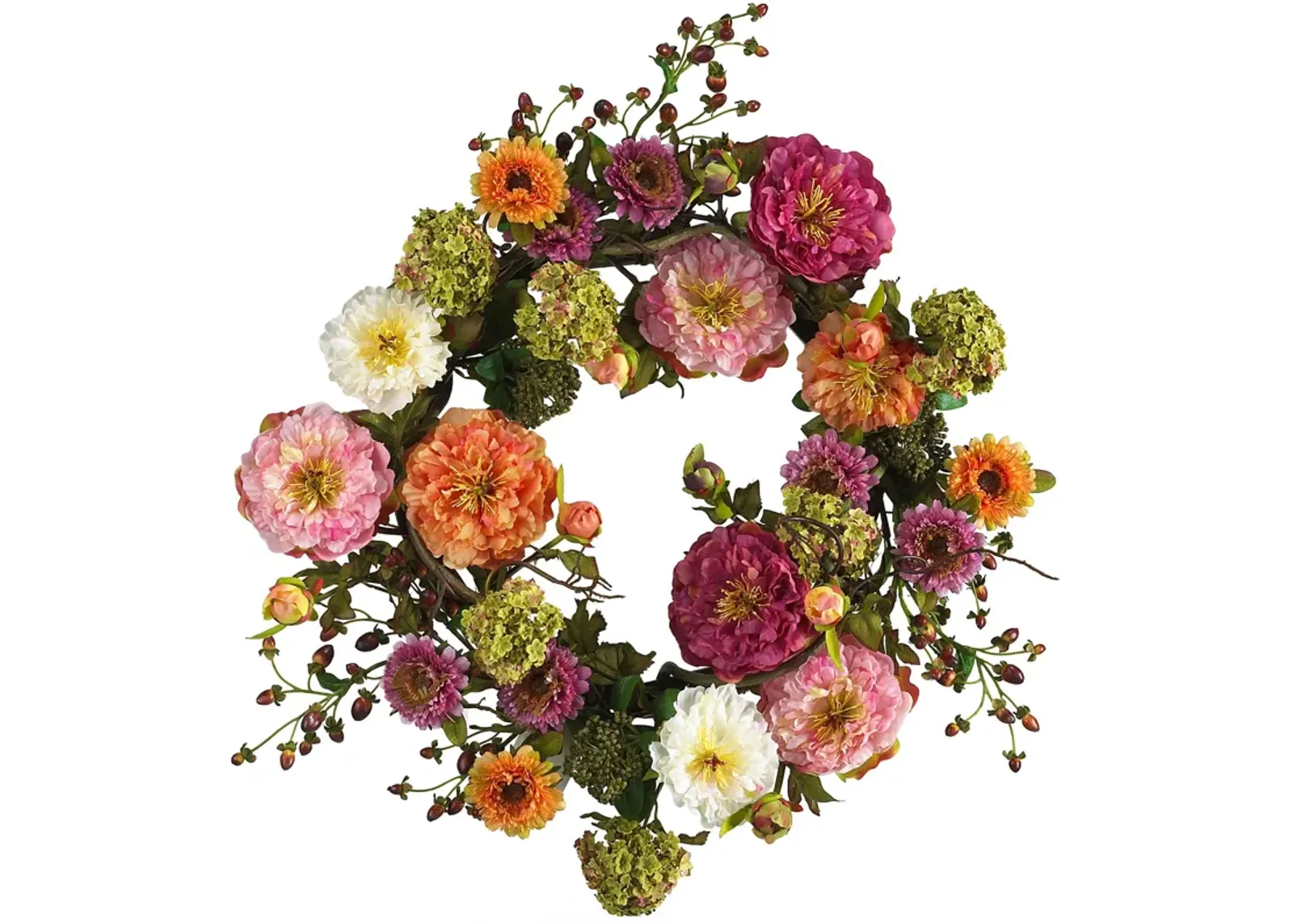 HomPlanti 24" Mixed Peony Wreath