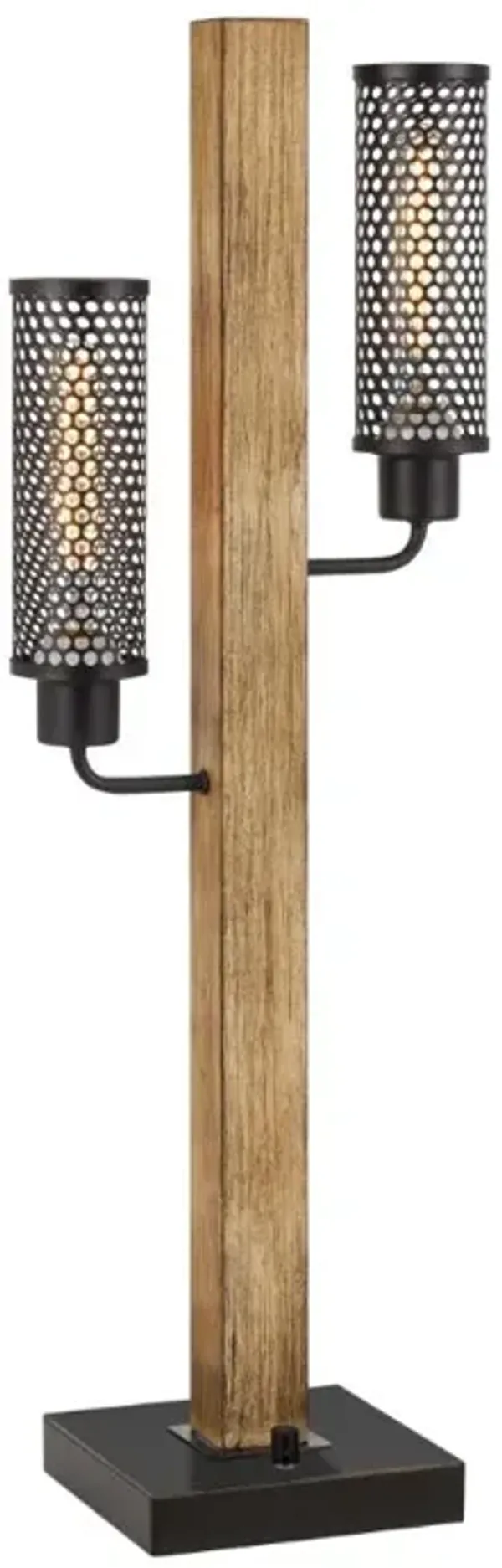 Hivvago 32" Gray Metal Two Light Table Lamp With Black Novelty Shade