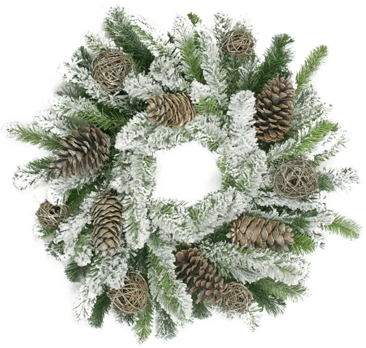 Flocked Pine Cone and Twig Ball Artificial Christmas Wreath - 24-Inch  Unlit