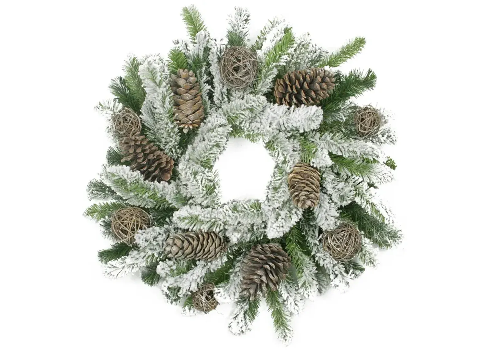 Flocked Pine Cone and Twig Ball Artificial Christmas Wreath - 24-Inch  Unlit