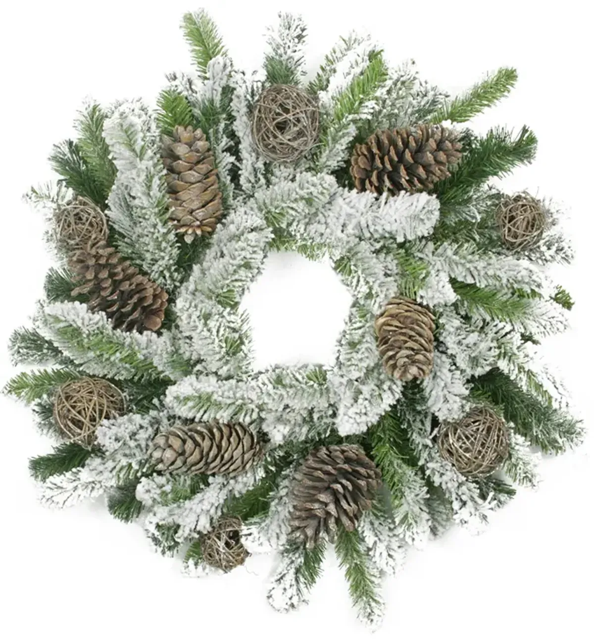 Flocked Pine Cone and Twig Ball Artificial Christmas Wreath - 24-Inch  Unlit