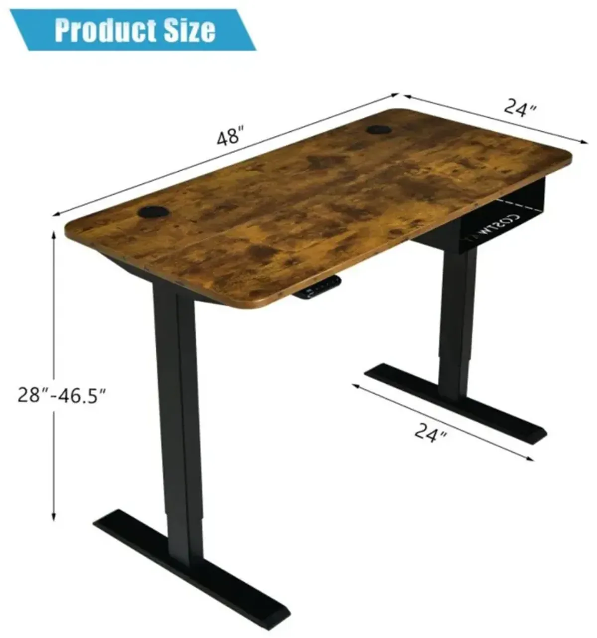 Costway 48-inch Electric Height Adjustable Standing Desk with USB Port