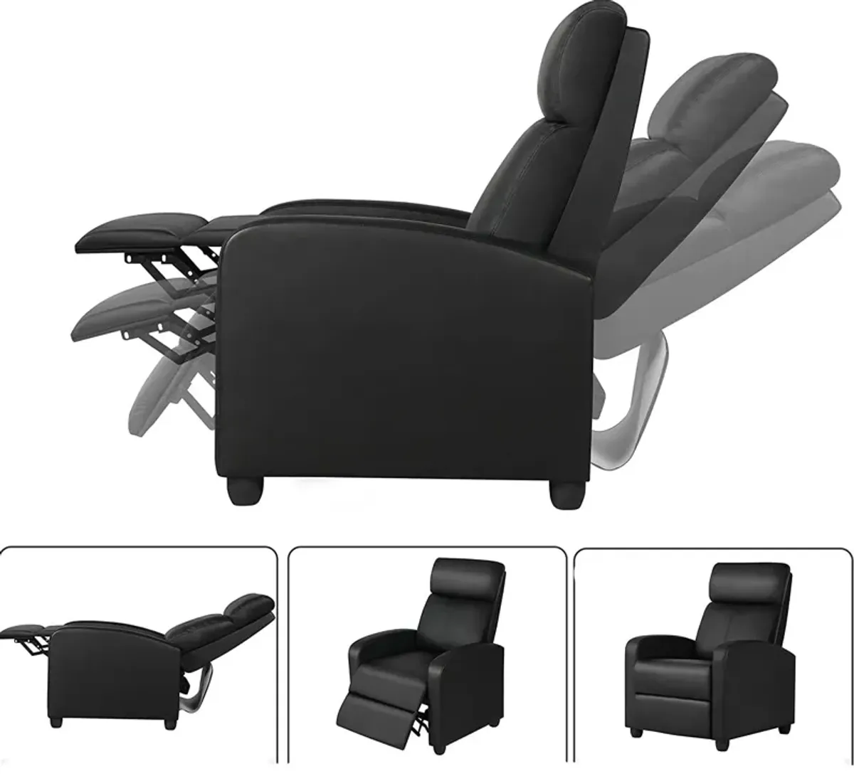 High Density Faux Leather Push Back Recliner Chair