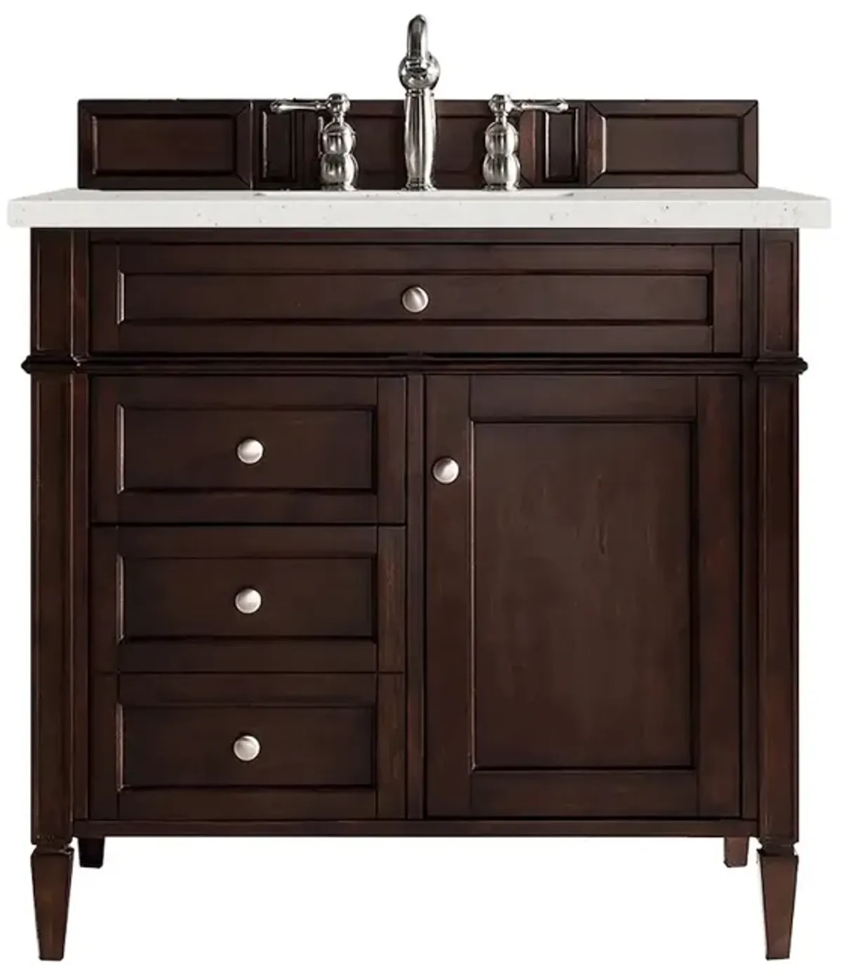 James Martin Vanities 36 Single Vanity, Burnished Mahogany w/ 3 CM Lime Delight Quartz Top