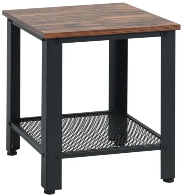 Industrial End Table 2-Tier Side Table