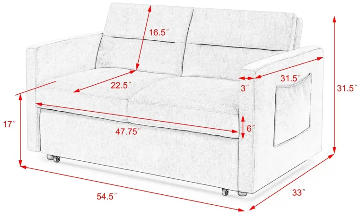 Merax Chenille Loveseats Sofa with Pull-out Bed