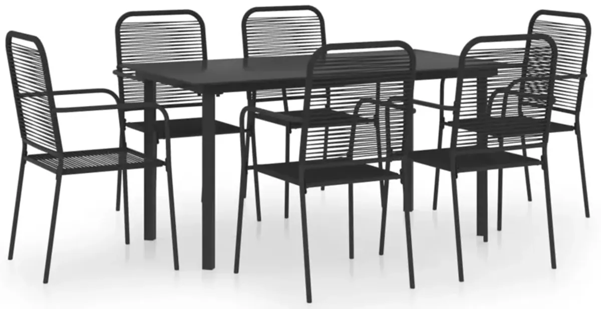 vidaXL 7 Piece Garden Dining Set Black Glass and Steel