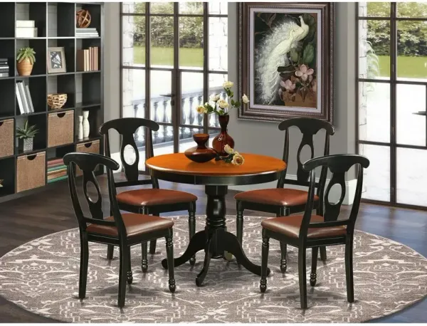 5 PC Dining set including 4 Leather Chairs in Black