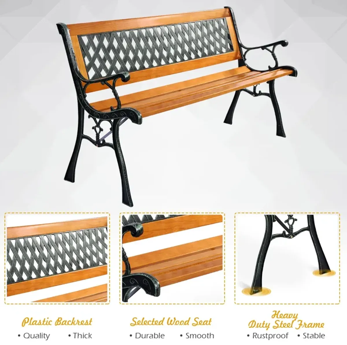 Outdoor Cast Iron Patio Bench