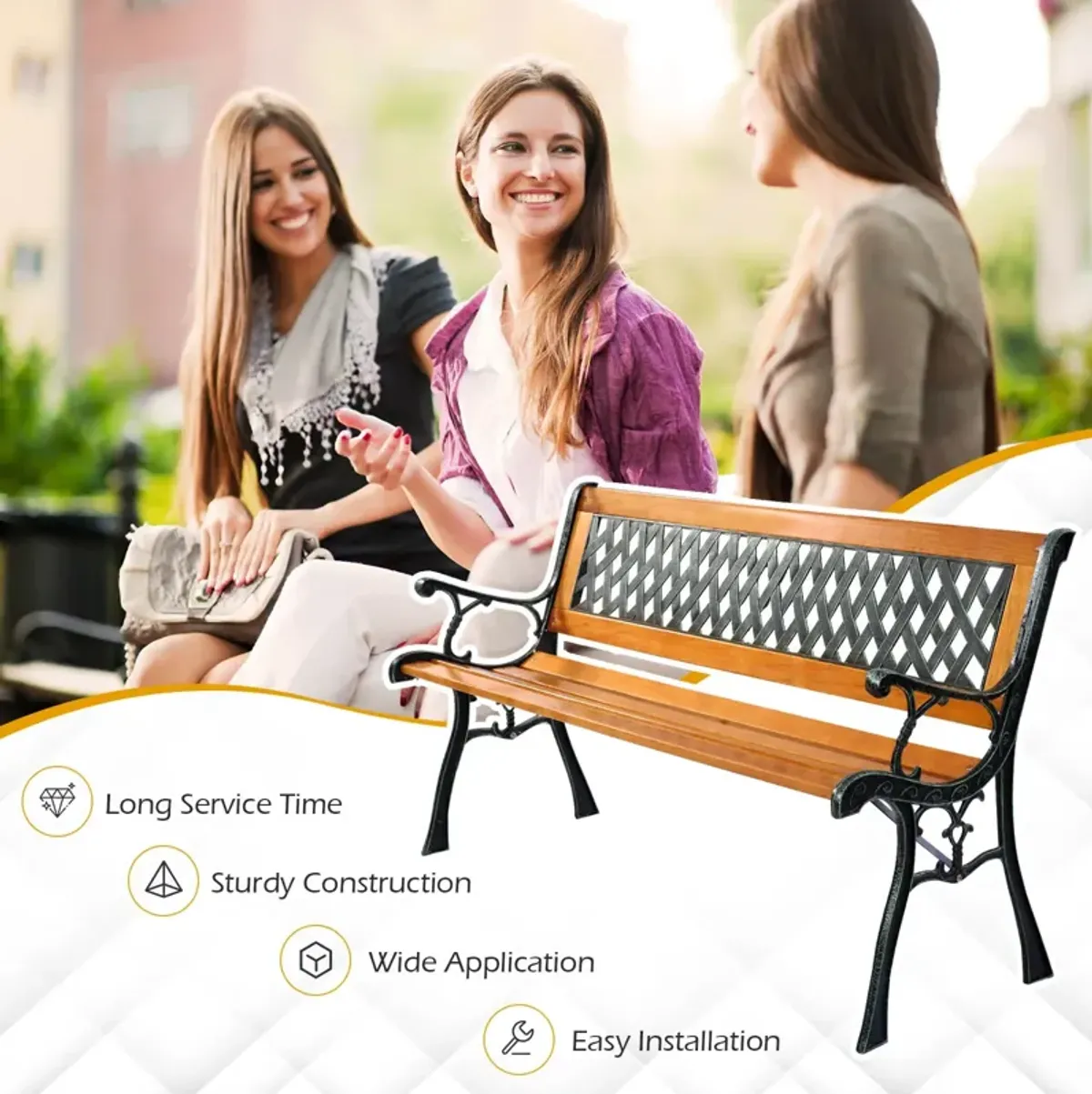 Outdoor Cast Iron Patio Bench