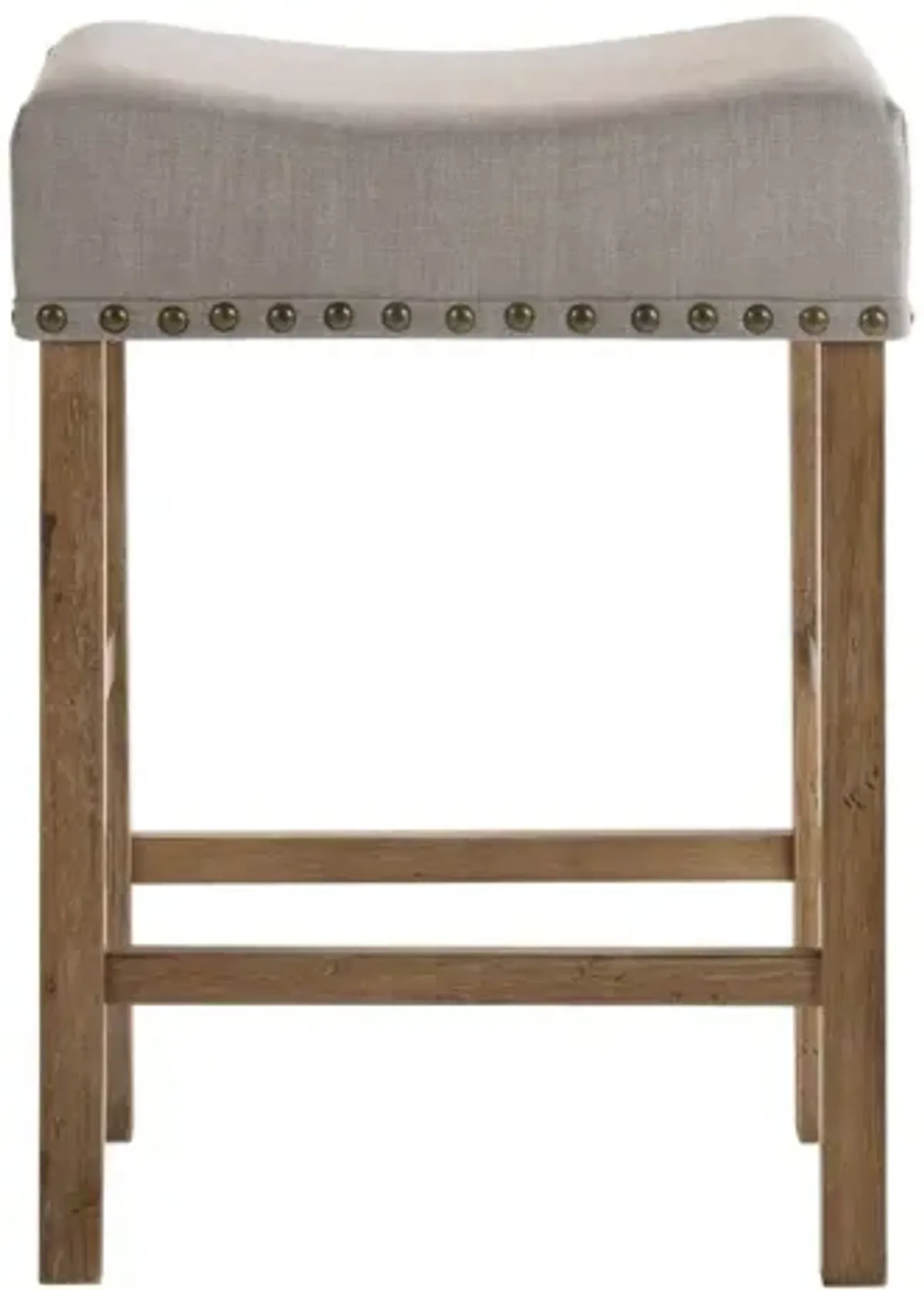 Martha II Counter Height Stool (Set of 2) In Tan Linen & Weathered Oak