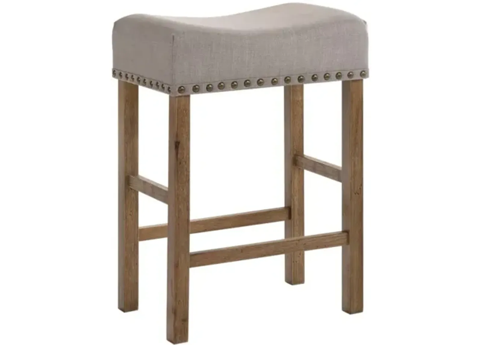 Martha II Counter Height Stool (Set of 2) In Tan Linen & Weathered Oak