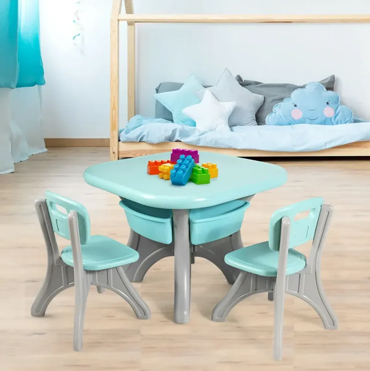 Children Kids Activity Table & Chair Set Play Furniture with Storage