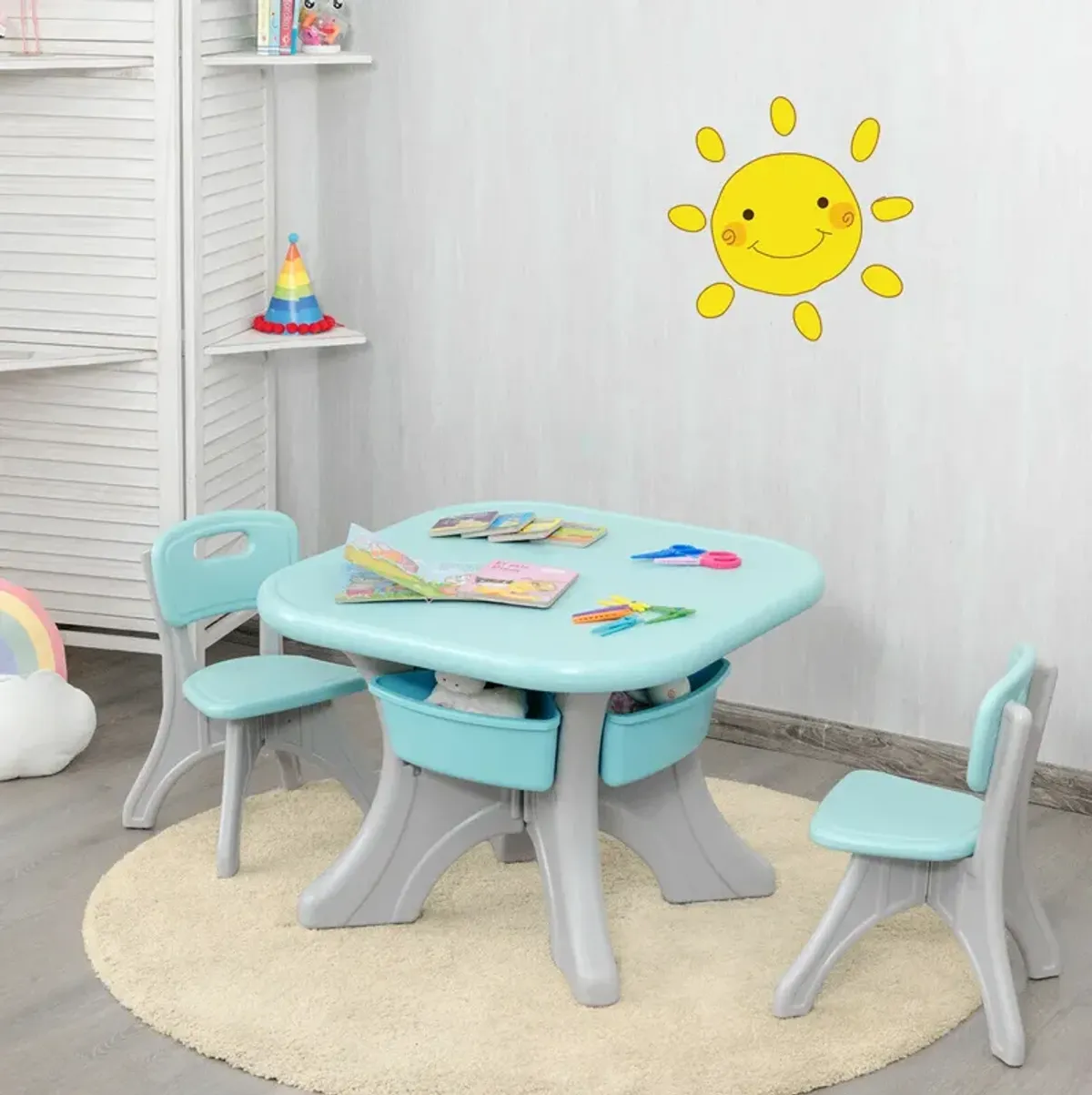 Children Kids Activity Table & Chair Set Play Furniture with Storage