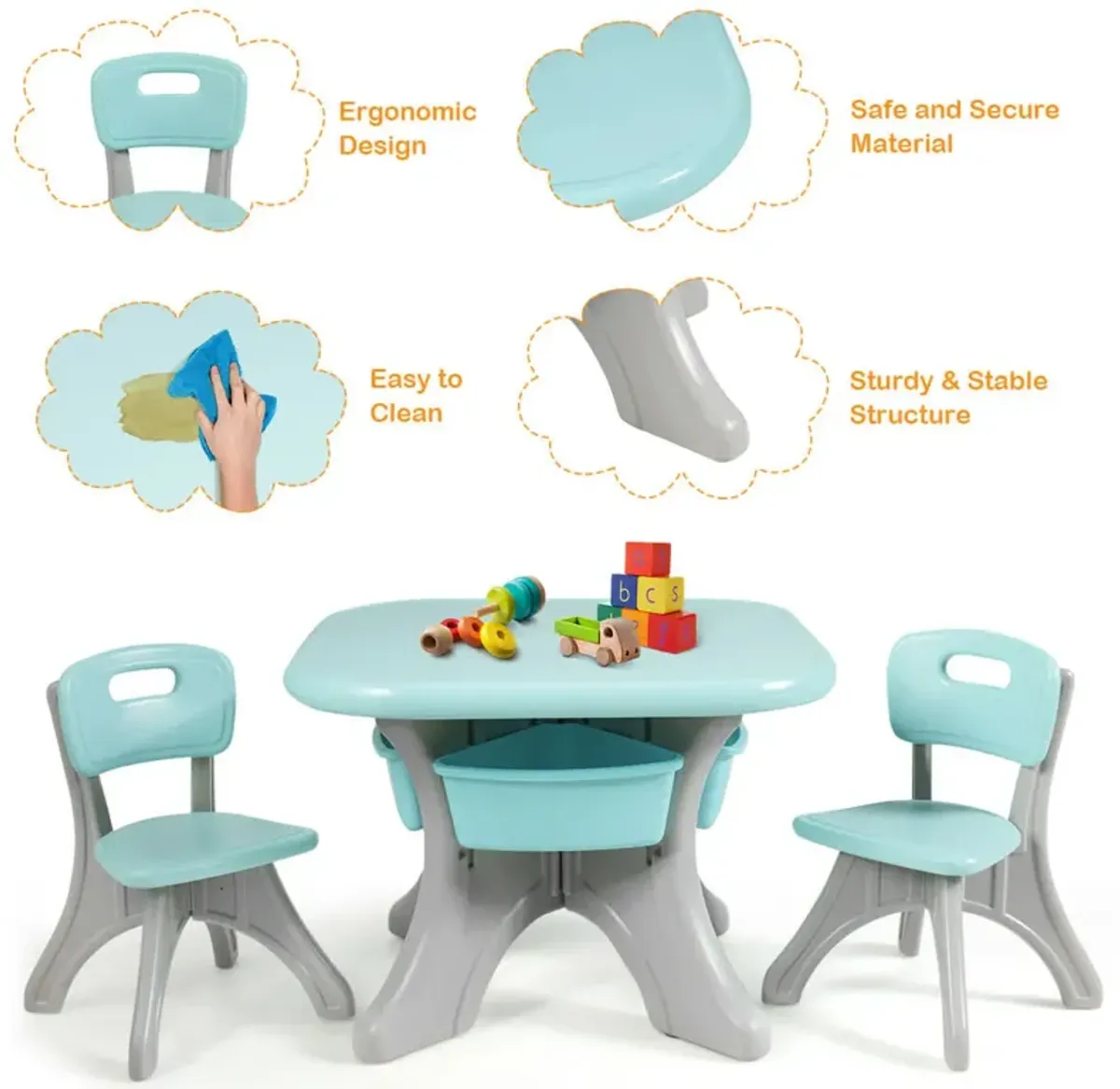 Children Kids Activity Table & Chair Set Play Furniture with Storage