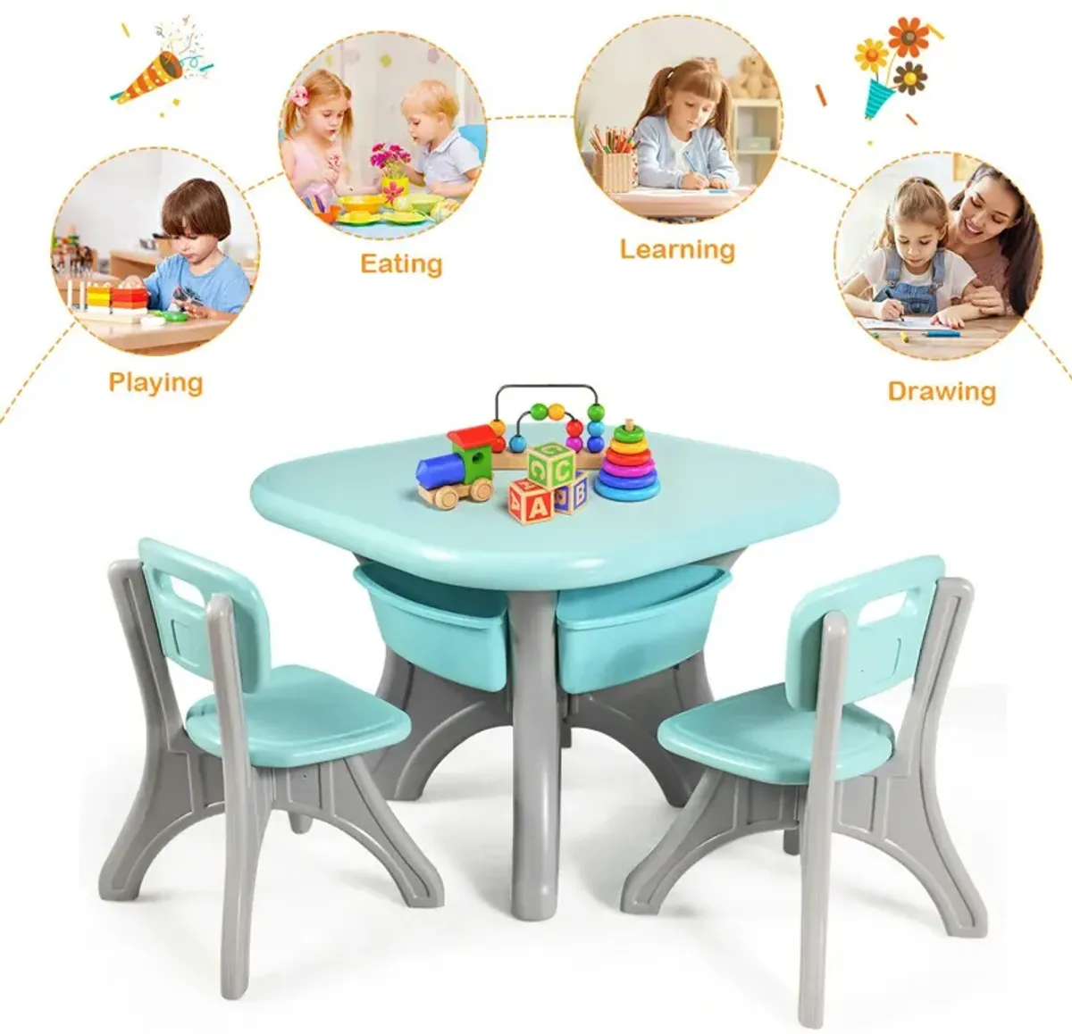 Children Kids Activity Table & Chair Set Play Furniture with Storage