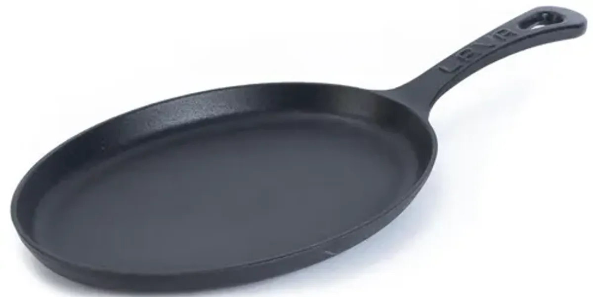 Cast Iron 9.25" x 7" x h:1" Oval Black Cast Iron Pan