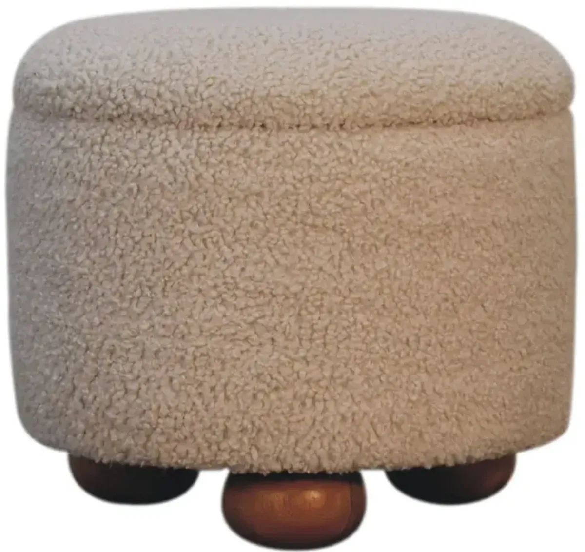 Cream Boucle Storage Footstool