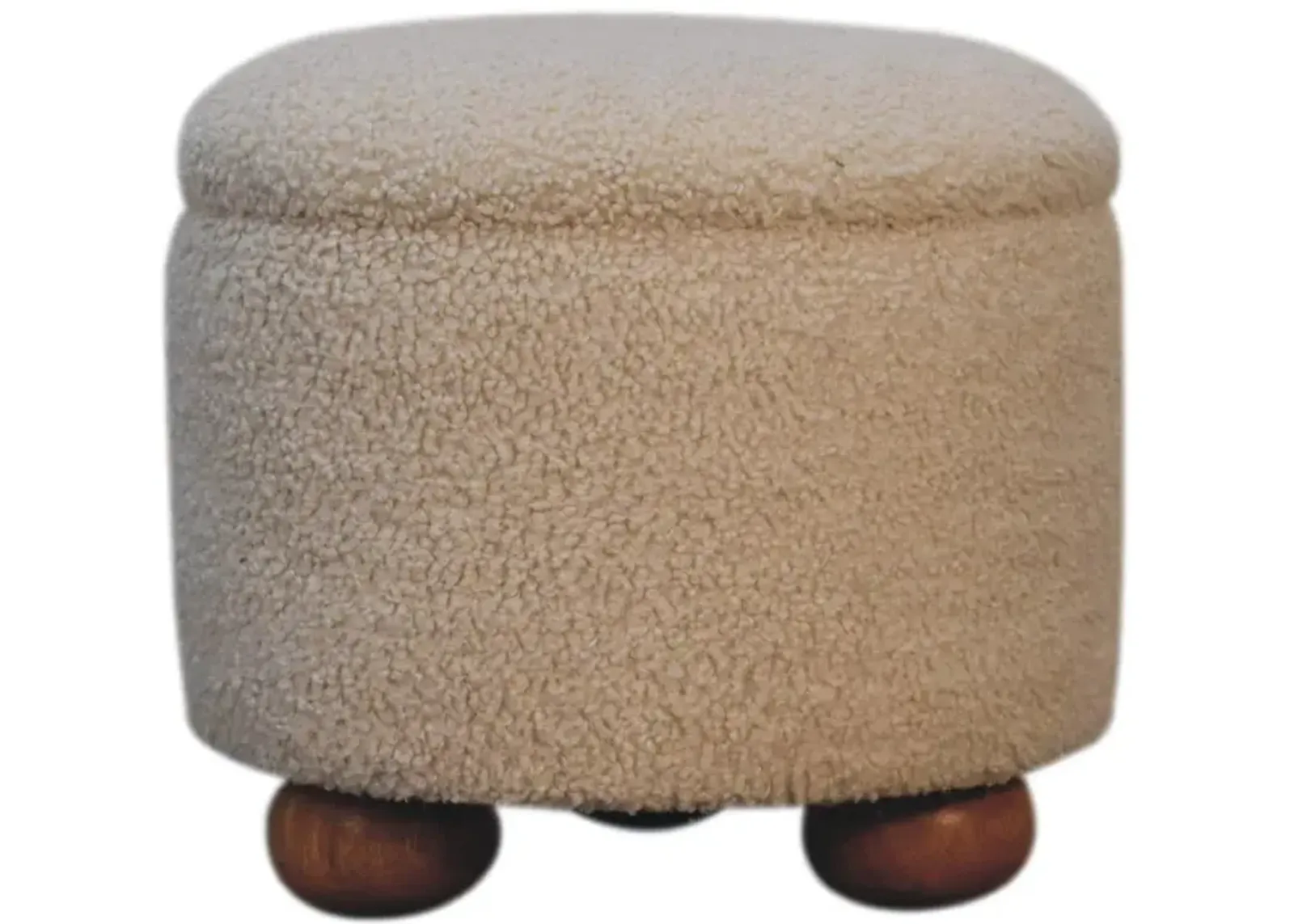 Cream Boucle Storage Footstool