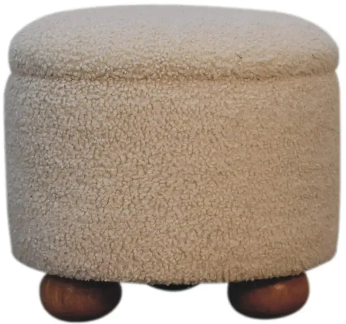 Cream Boucle Storage Footstool