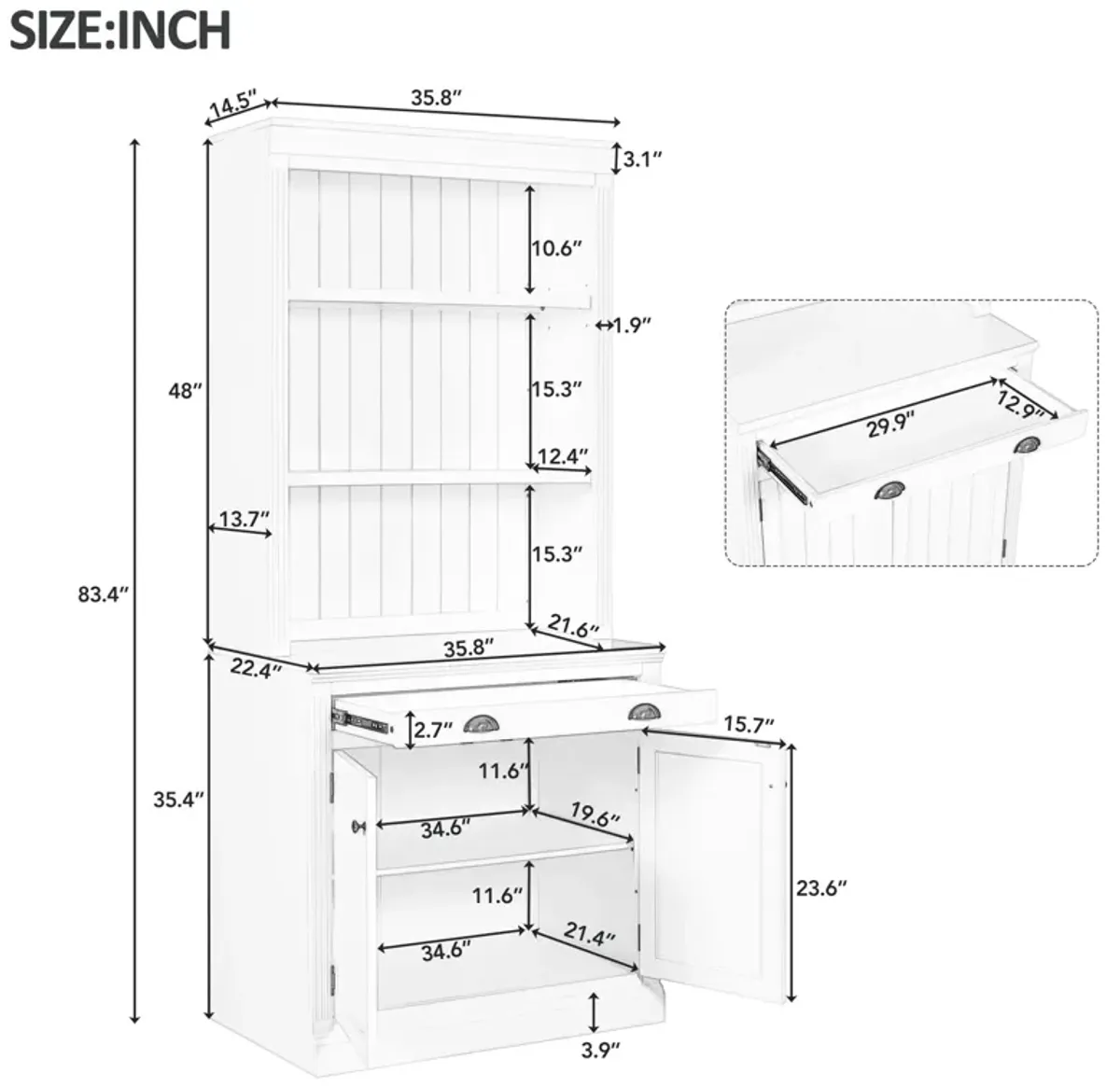 Merax 83.4"Tall Bookshelf with LED Lighting, Modern Bookcase with 2 Doors and 1 Drawer,Storage Bookcase with Open Shelves