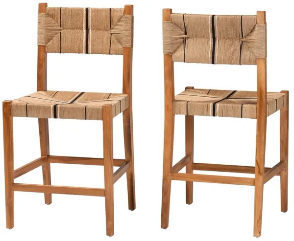 bali & pari Prita Bohemian Paper Loom and Black Mahogany Wood Counter Stool