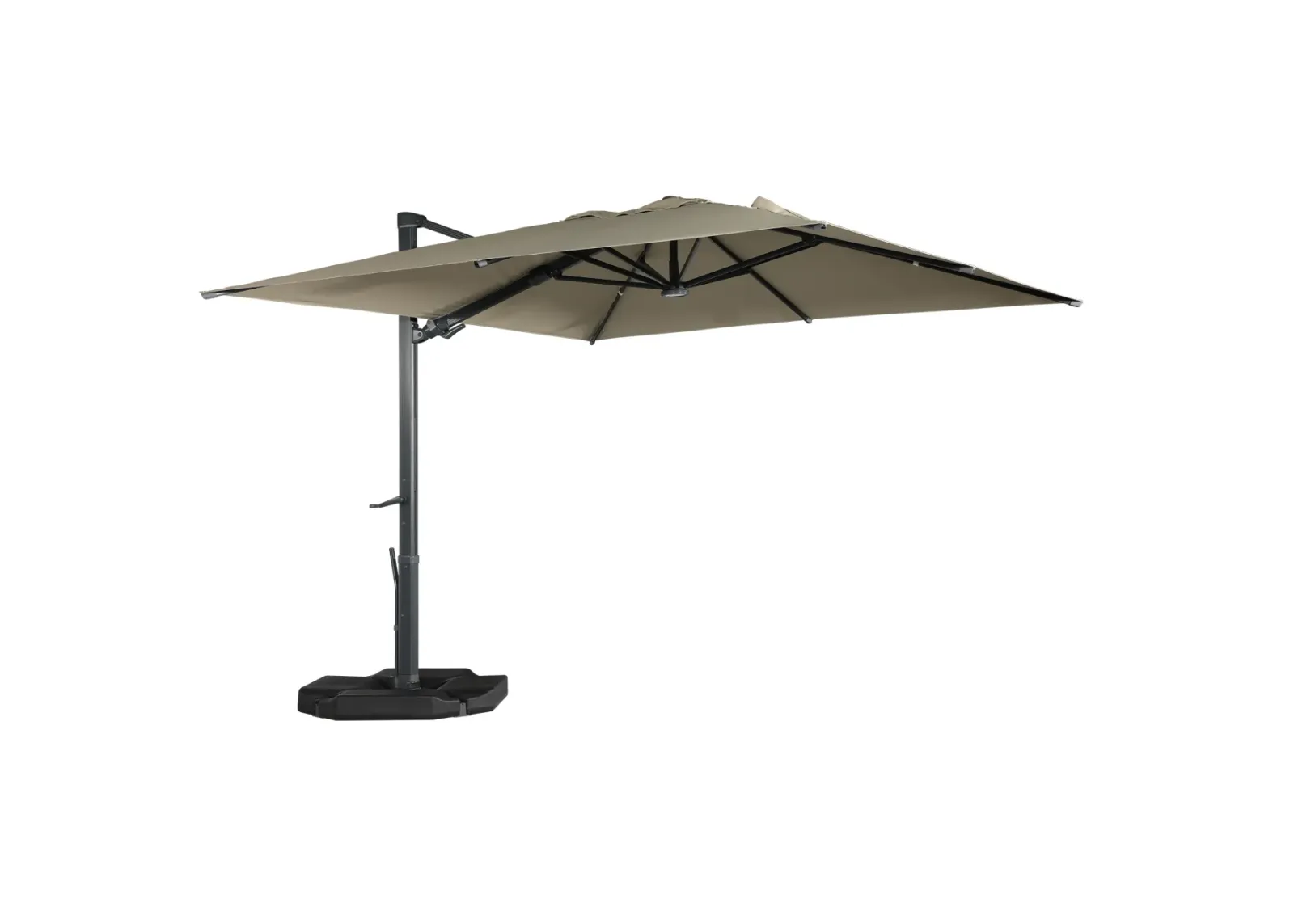 MONDAWE 13ft Square Solar LED Cantilever Patio Umbrella with Tilt for Outdoor Shade