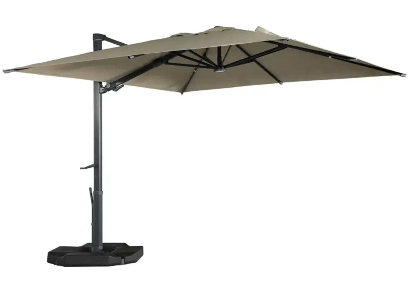 MONDAWE 13ft Square Solar LED Cantilever Patio Umbrella with Tilt for Outdoor Shade