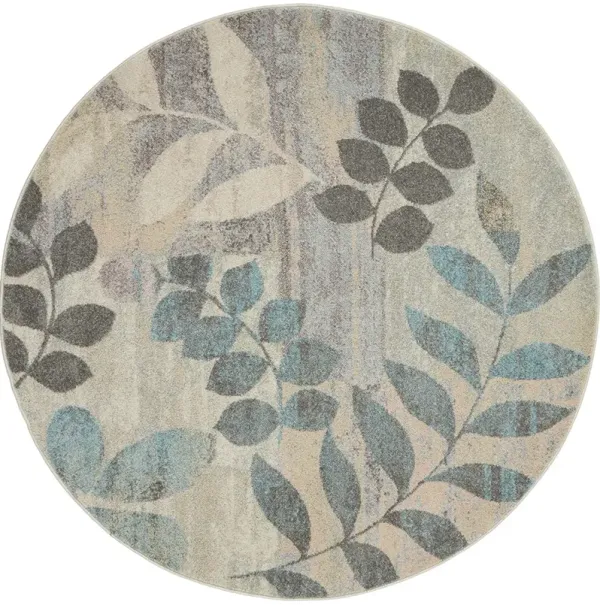 Tranquil TRA01 Ivory/Light Blue 4' x Round Rug