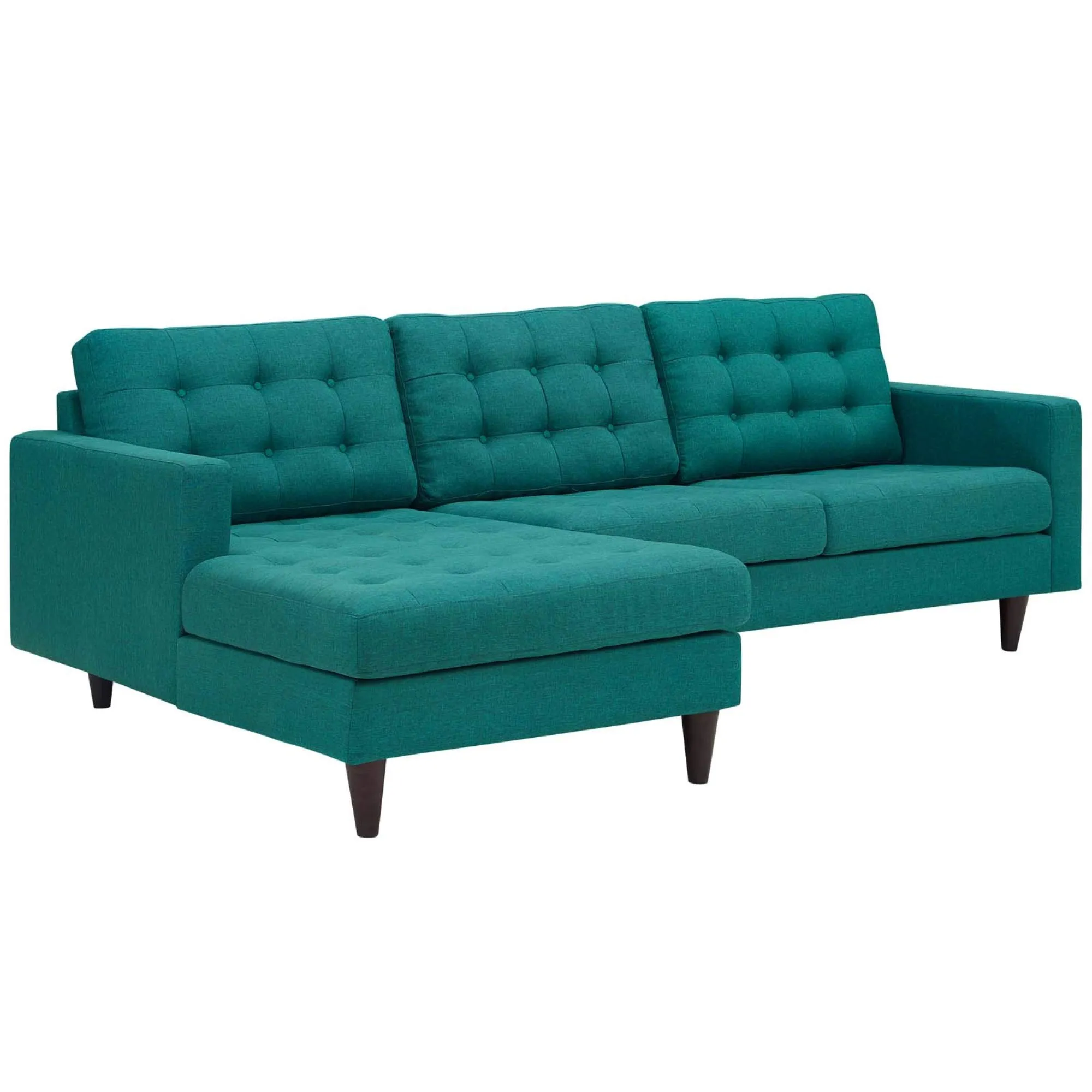 Empress Left-Arm Sectional Sofa - Exquisite Design, Tufted Buttons, Luxurious Cushions, Elegant Armrests - Teal