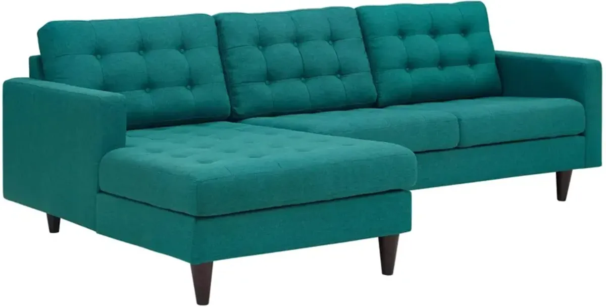 Empress Left-Arm Sectional Sofa - Exquisite Design, Tufted Buttons, Luxurious Cushions, Elegant Armrests - Teal