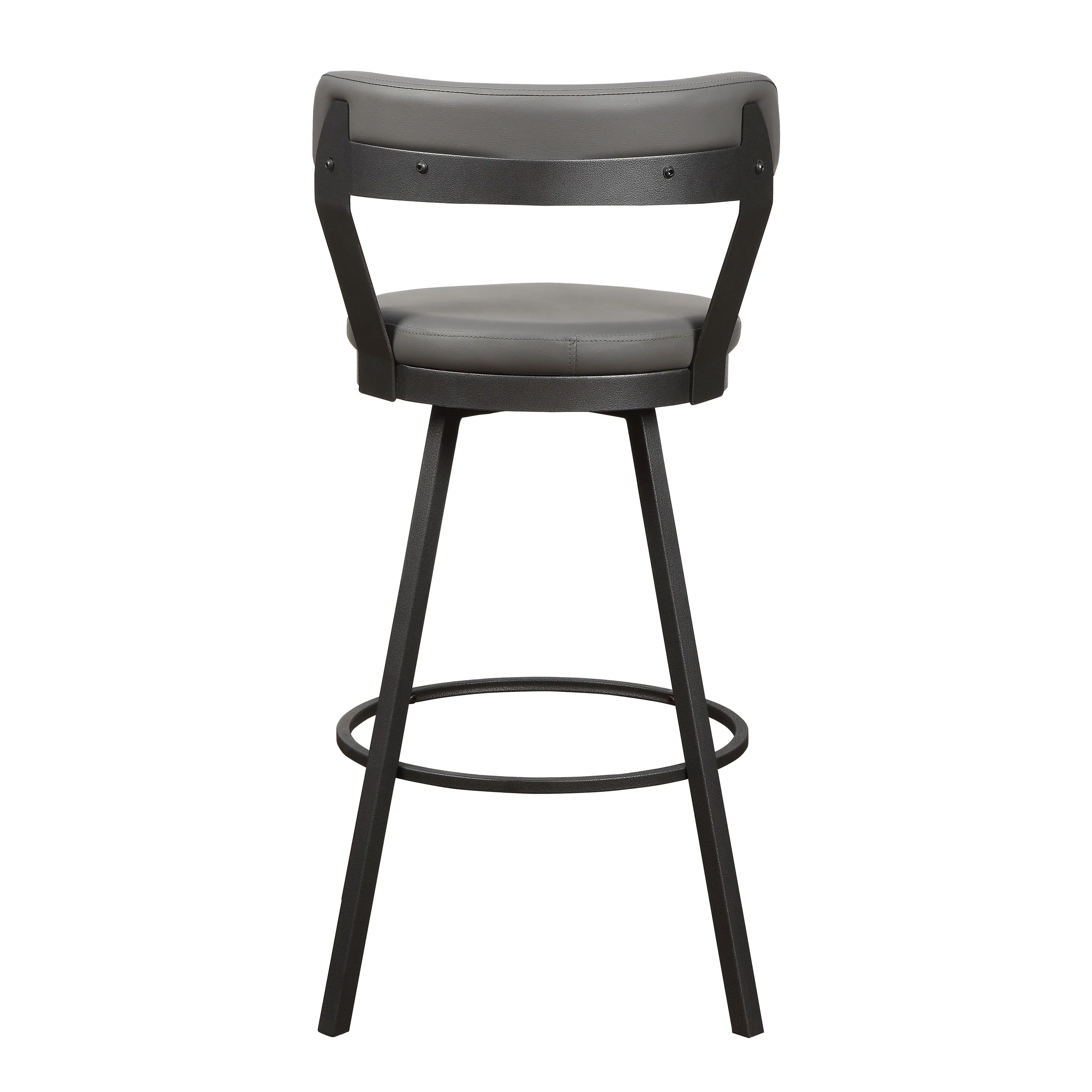 Leatherette Pub Chair with Curved Design Open Backrest, Set of 2,Light Gray - Benzara