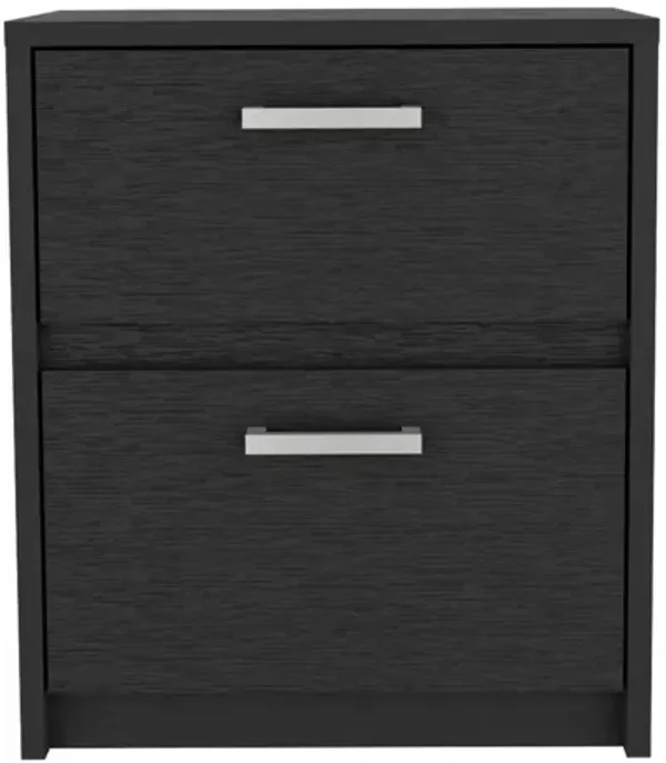 Streamdale Trivor 2 Drawers Nightstand, Metal Handles - Black