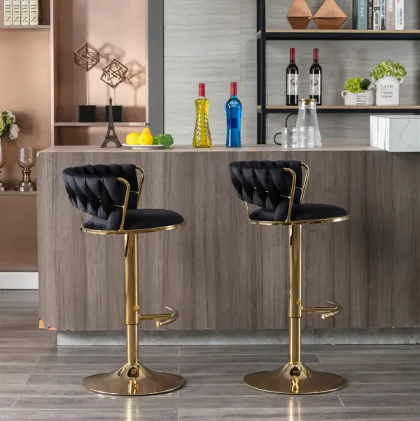 Streamdale Adjustable Swivel Bar Stools with Chrome Base (Set of 2)