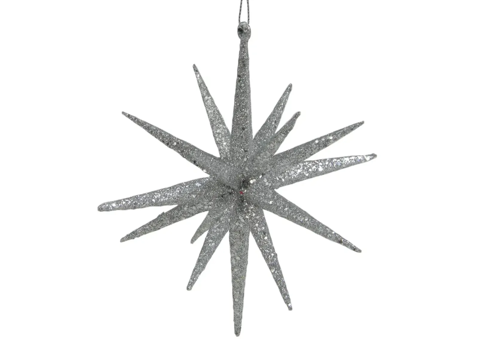 6" Silver Sparkling Starburst Hanging Christmas Ornament