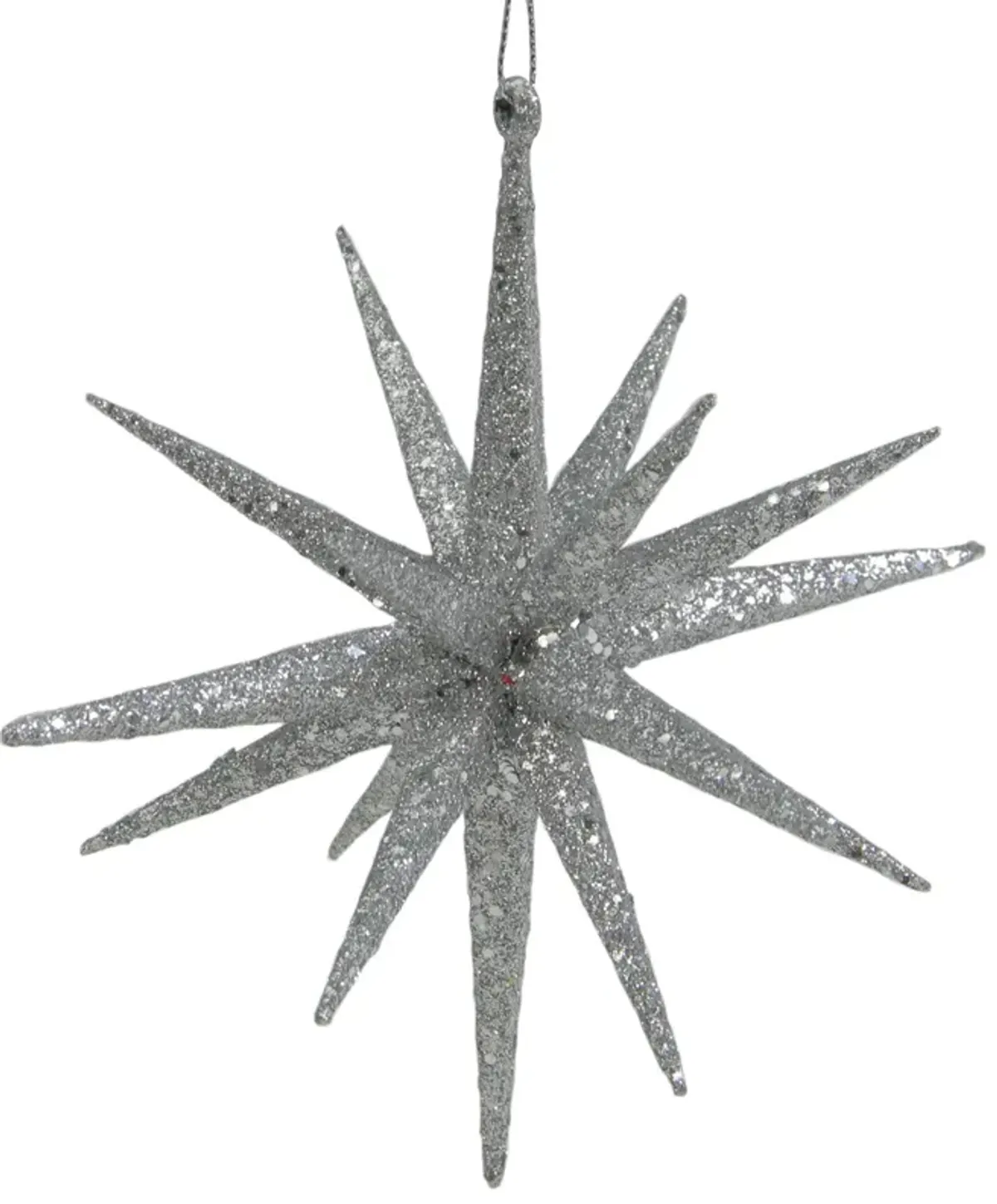 6" Silver Sparkling Starburst Hanging Christmas Ornament