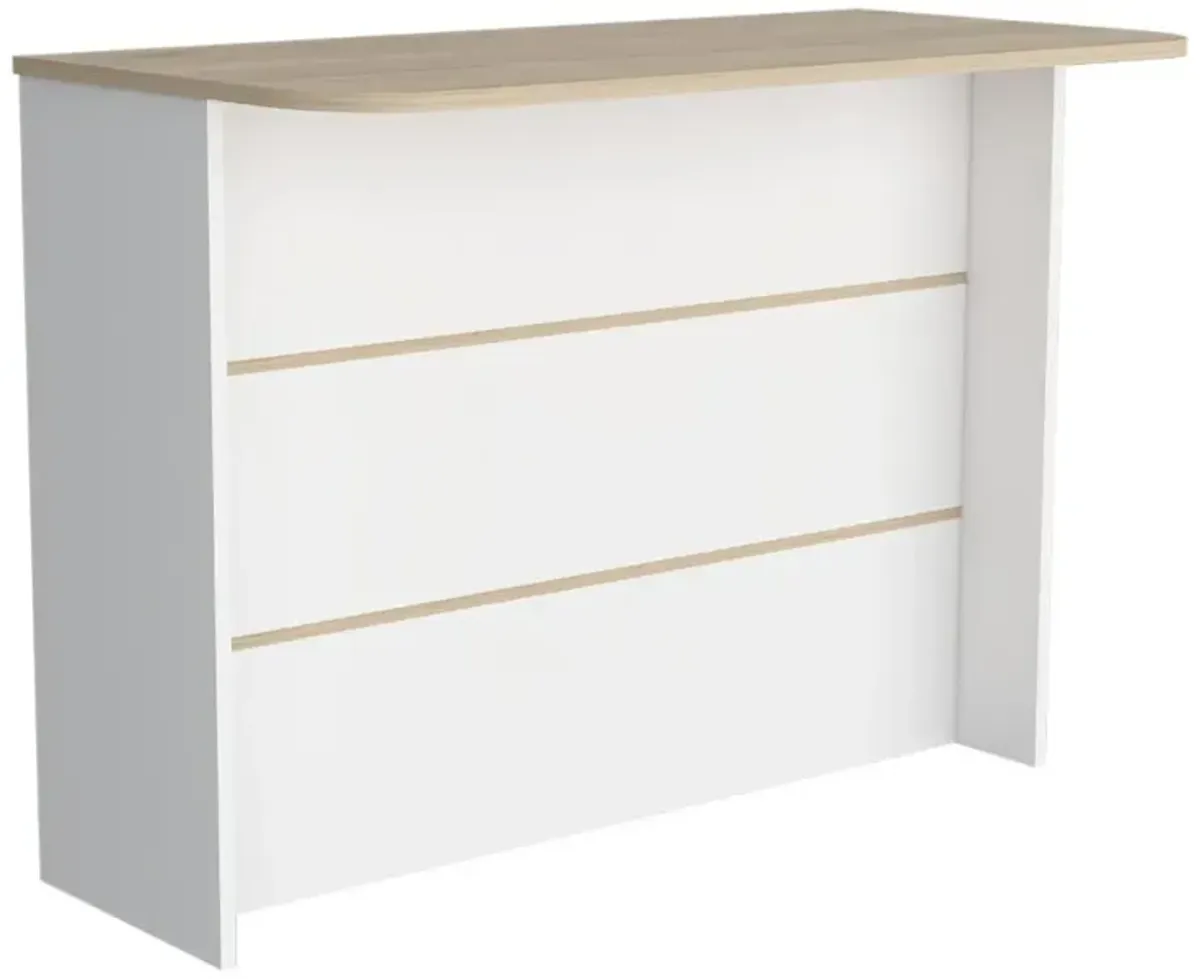 Fendi Kitchen & Dining room Island with Ample Workstation and 2-Tier Shelf -White / Light Pine