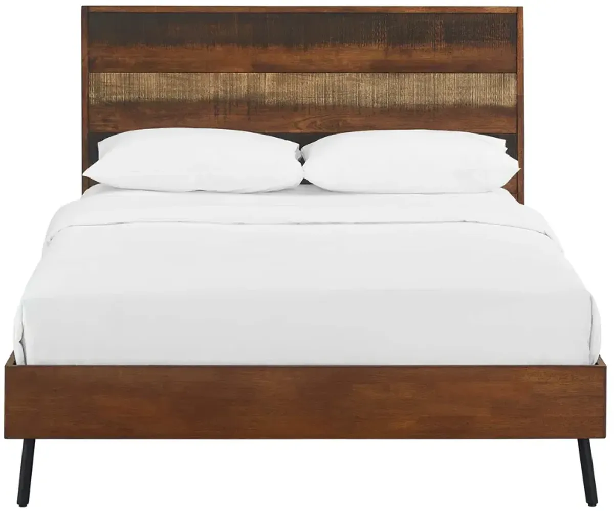 Modway - Arwen Queen Rustic Wood Bed Walnut