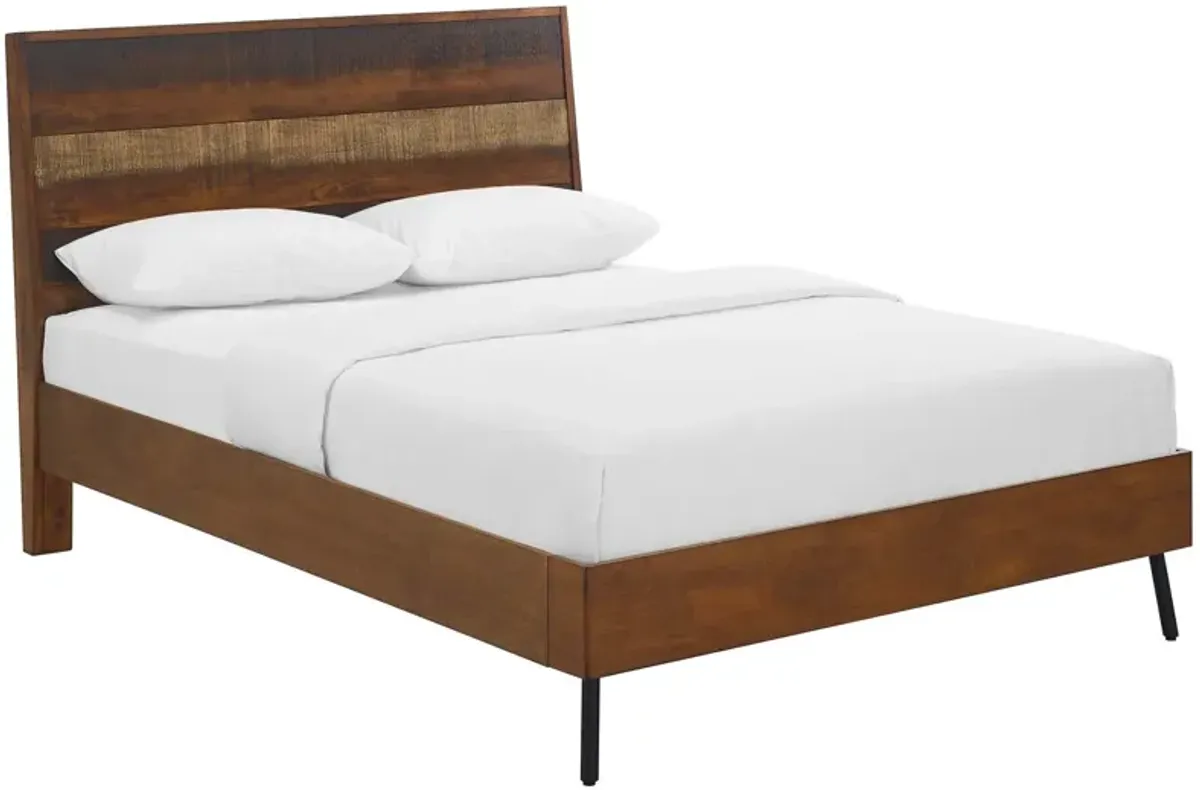 Modway - Arwen Queen Rustic Wood Bed Walnut