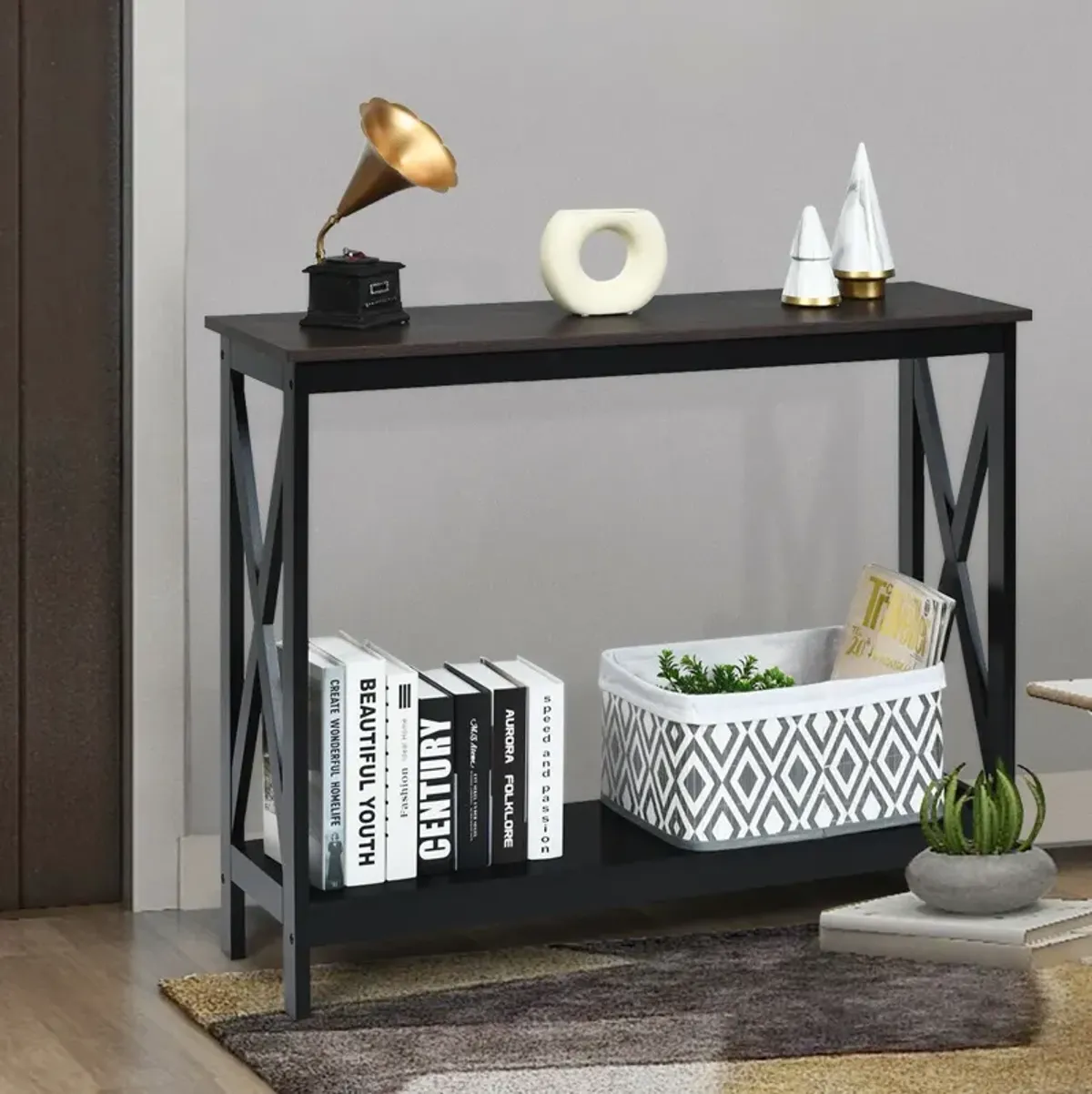 2-Tier Console X-Design Sofa Side Accent Table