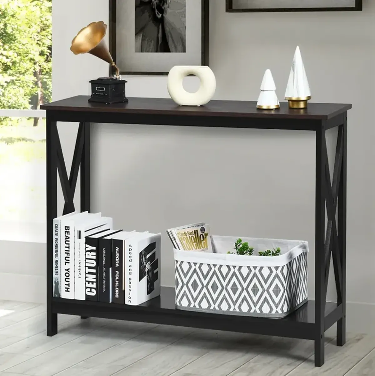 2-Tier Console X-Design Sofa Side Accent Table