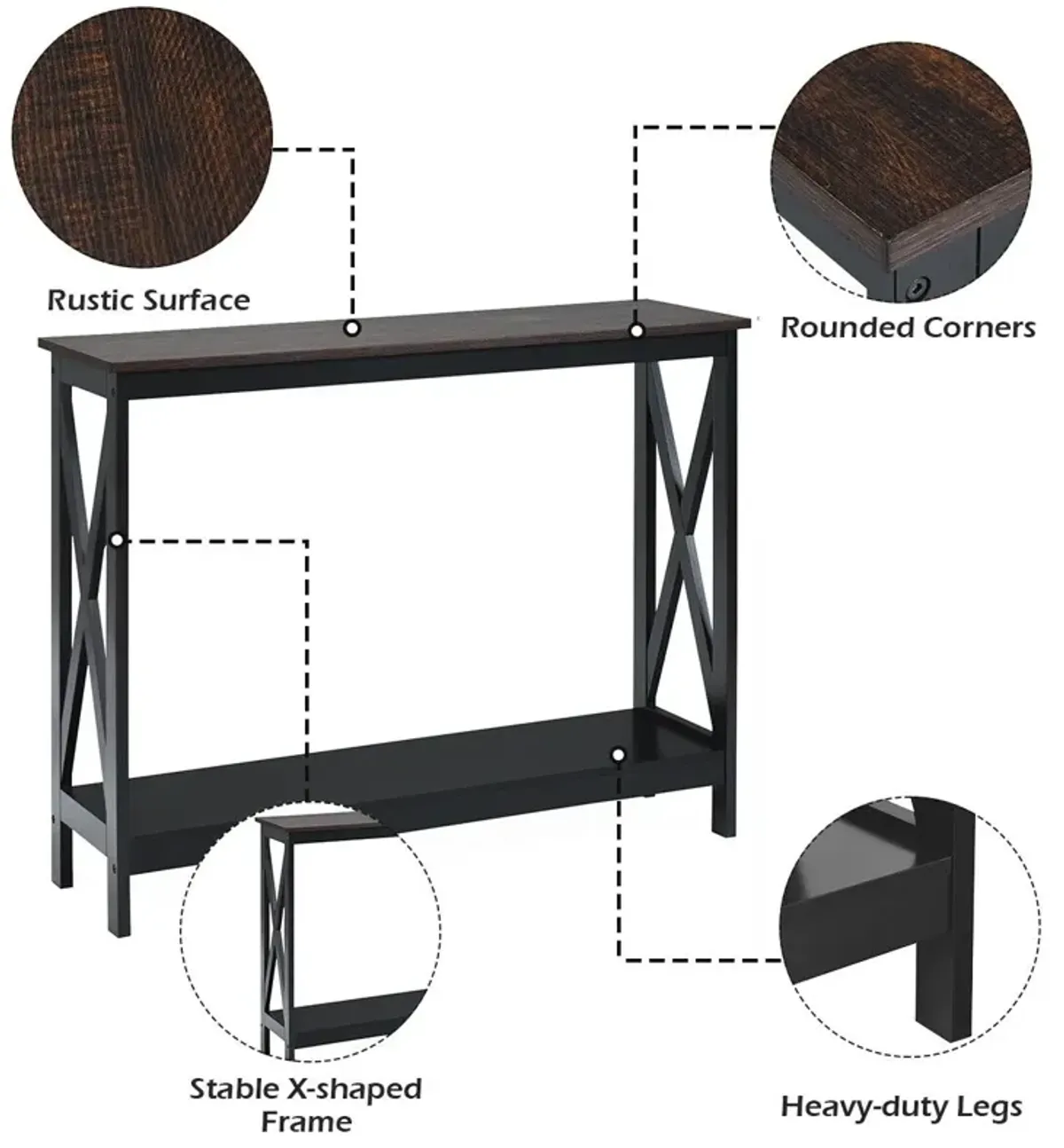 2-Tier Console X-Design Sofa Side Accent Table