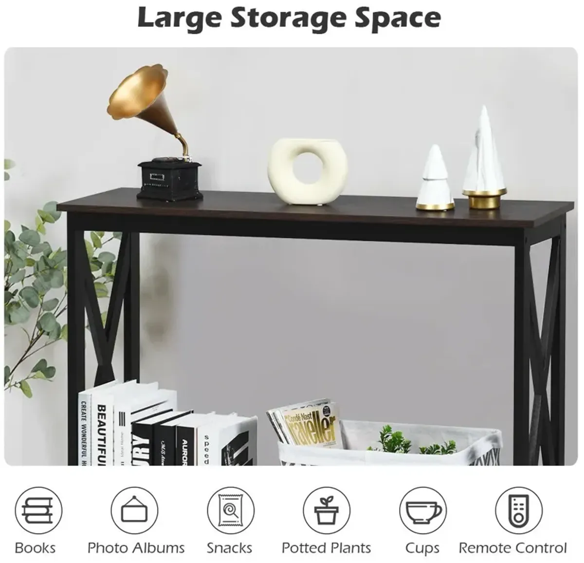 2-Tier Console X-Design Sofa Side Accent Table